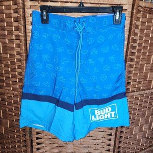 Bud Light Board Shorts Size Mens Small - Swimming Trunks - Blue - NWT